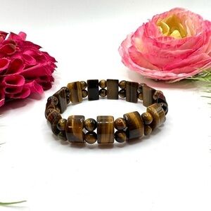 NEW⚜️Genuine Tiger’s Eye Gemstone Beaded Bracelet